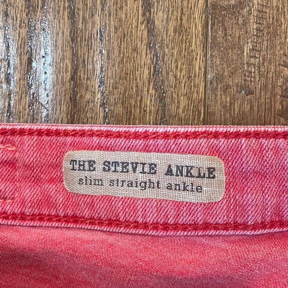 AG Adriano Goldshmied The Stevie red slim straight ankle jeans 28 - Picture 4 of 12